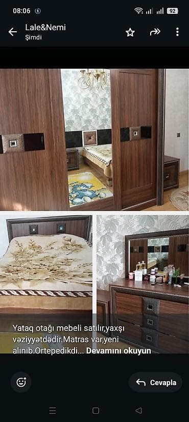 Yataq otağı mebeli satılır,yaxşı vəziyyətdədir.Matras var,yeni