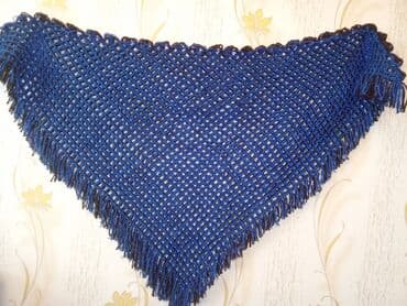 купить кепку в баку: Mavi zərif şahlı şal – əl işi - Model: Üçbucaq formada, tor naxışlı - — 3