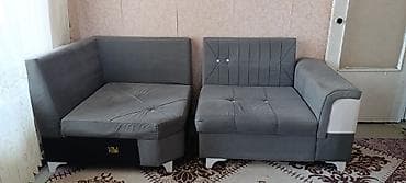 Divan və kreslo dəstləri: Künc divan dəsti – 2 modul - Rəng: tünd boz (boz-açıq boz detal və ağ — 3