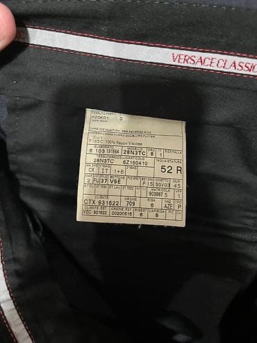 baggy şalvarlar: Versace Classic kişi kostyumu 52 razmer - Rəng: tünd qara - Dəst — 5