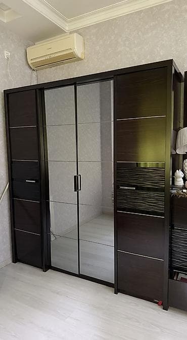 4 qapılı, Güzgülü, Qəhvəyi, Taxta, Kupe, Düz dolab