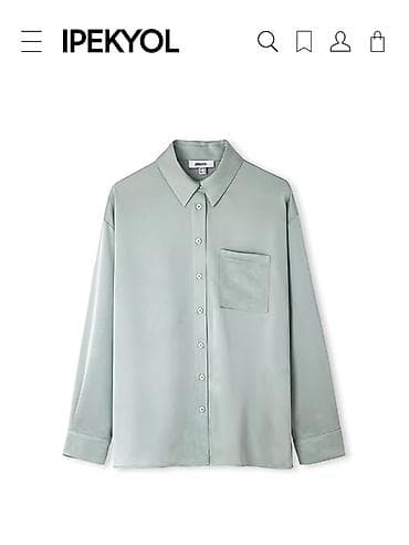 İPEKYOL qadın köynəyi – açıq adaçayı yaşılı - Klassik düyməli model — 2