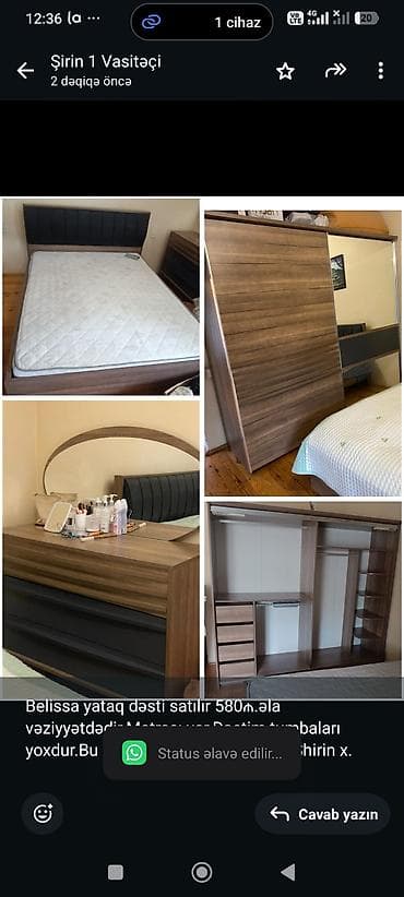 tunba: Belissa yataq dəsti satılır 580₼.əla vəziyyətdədir.Matrası var.Dəstim — 1