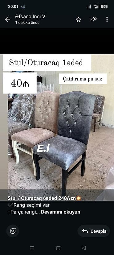 *Stul / Oturacaq 6ədəd 240Azn💥* ✔️Rəng seçimi var +Parça rengi +Boya