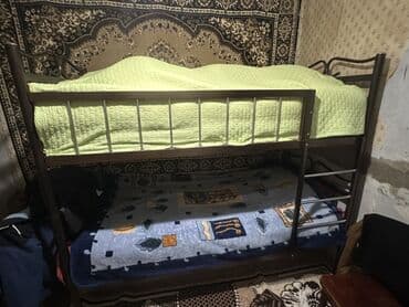 стол из блока цилиндров: Metall çərçivəli ikimərtəbəli çarpayı - Material: möhkəm metal — 1