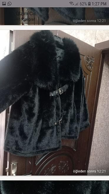 mango palto: Kürk, Bershka, XL, rəng - Qara — 2