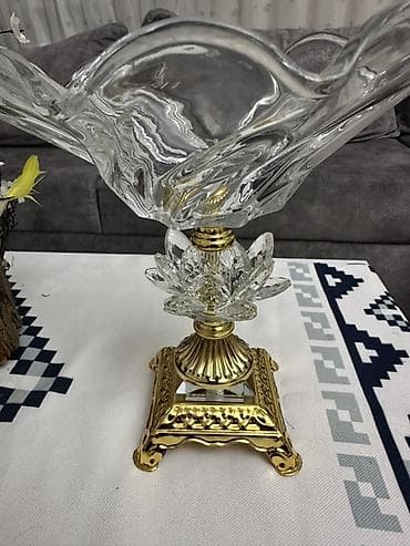 qizil qablari: Şüşə dekorativ gile meyvə/qənnadı qabı – klassik dizayn - Material — 2