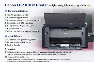 🖨️ Canon LBP3010B Printer — İşlənmiş, ideal vəziyyətdə! 💥 💠 Texniki