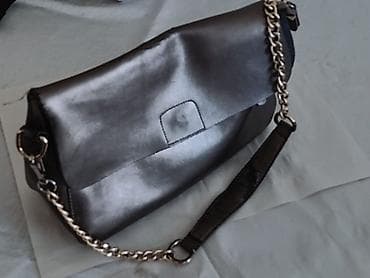 Çantalar: Gümüşü-metalik rəngdə çiyin/çapraz qadın çantası - Material: parlaq — 2