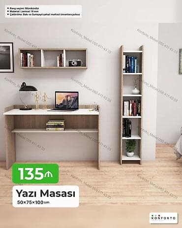 any unboxing ofis: Yazı masası və rəf dəsti - Ölçülər (masanın): 50×75×100 sm - — 1