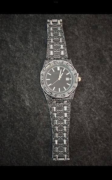 Metall qolbaqlı kişi saatı – naxışlı dizayn - Korpus: paslanmayan