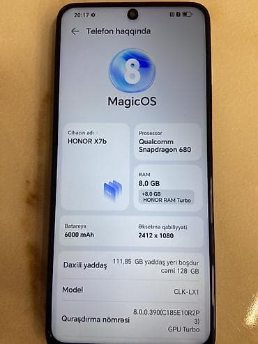 Honor X7b, 128 GB, rəng - Qara, Zəmanət, Sensor, Barmaq izi lalafo.az -da Honor X7b, 128 GB, rəng - Qara, Zəmanət, Sensor, Barmaq izi