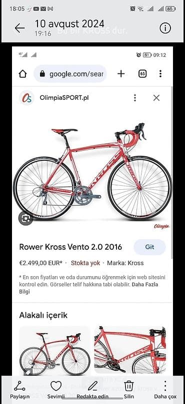 uran velosiped: Yol velosipedi – Kross Vento 2.0 ( - Rəng: qırmızı, ağ loqotiplərlə - — 4
