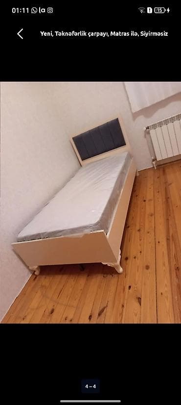 çarpayl: Təknəfərlik çarpayı – matrasla birlikdə, siyirməsiz model — 1