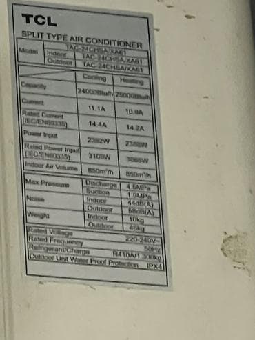daşınan kondisioner: TCL Split Kondisioner – TAC-24CHL/A(XA)41 modeli - Tip: Split tip — 4