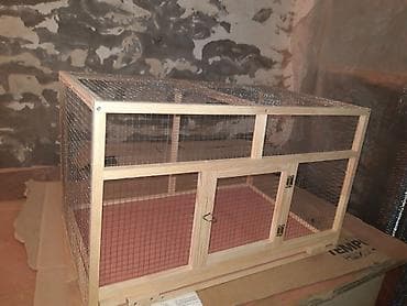 Akvariumlar: Taxta karkaslı, məftil torlu geniş heyvan qəfəsi - Material: təbii — 4