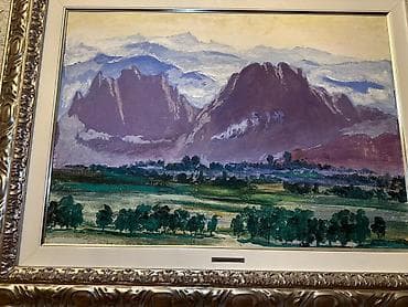 Şamdanlar: Mövzu: Dağ mənzərəli orijinal tablo – çərçivəli Təsvir: - Rəssam — 2