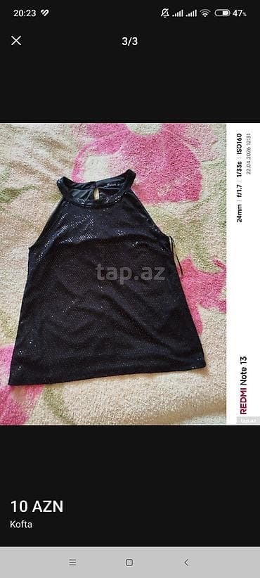 Qadın köynəyi – qolsuz, halter tipli yaxa - Rəng: qara - Parça — 1