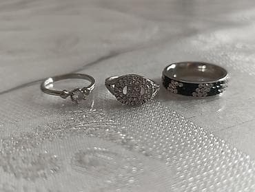boş qutu: Gümüş tonlarda qadın üzük dəsti – 3 ədəd - Üzük 1: Zərif, incə — 3