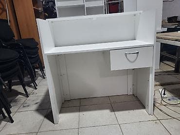 nerj stol: Ağ rəngli resepsiyon masası / kassir stolu. Minimalist və səliqəli — 6