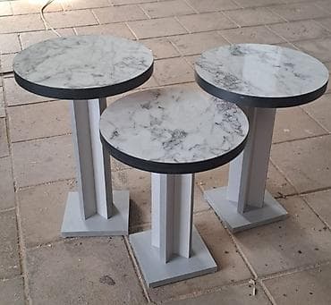 kravat gence: Mərmər effektli 3-lü yan masa dəsti - Dəst: 3 ədəd yuvarlaq üstlü — 2