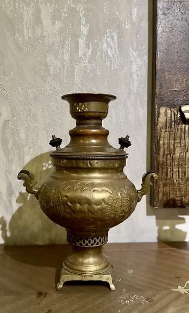 samavar qiyməti: Misin samovar – əl işı oymalı, mis/bronz ərintidən klassik rus — 2