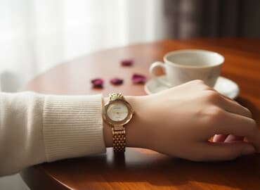 женские металлические пояса: Наручные часы, цвет - Золотой — 2