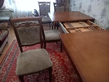 su stekani: Qonaq otağı üçün, Açılan, Dördbucaq masa, 6 stul — 3