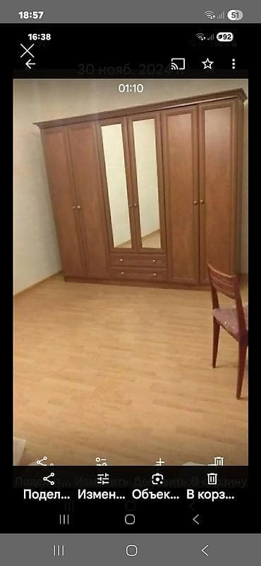 İşlənmiş, 6 qapı, Güzgülü, Qəhvəyi, Digər material, Açılan, Düz dolab