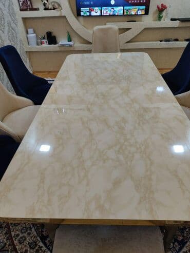 Taburetlər: Qonaq otağı üçün, Açılmayan, Dördbucaq masa, 8 stul — 2