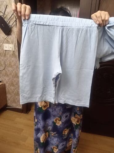 женские трикотажные спортивные костюмы: Açıq mavi rəngdə qısa pijama dəsti - Komplekt: qısaqol köynək + şort — 1