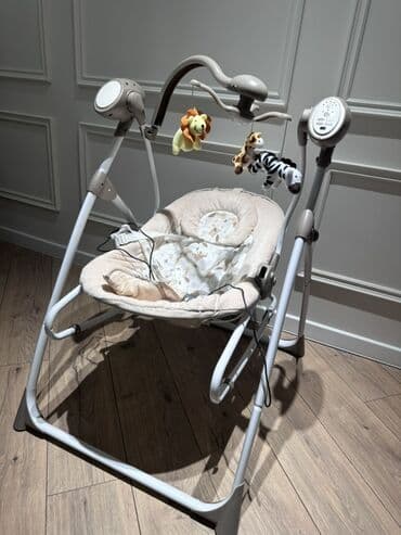 роботы на радиоуправлении: Uşaq üçün elektrikli yelləncək-kreslo - Rəng: bej/krem və boz — 3