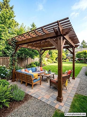 fener: Açıq hava məkanı üçün taxta pergola - Material: qalın kəsimli, massiv — 4
