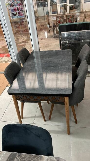qabaq ustol: Mətbəx üçün, Yeni, Açılan, Dördbucaq masa, 4 stul — 3