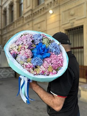 gul buketləri: Hortensiya buketi – iri ölçülü, premium dizayn - Tərkibi: müxtəlif — 1