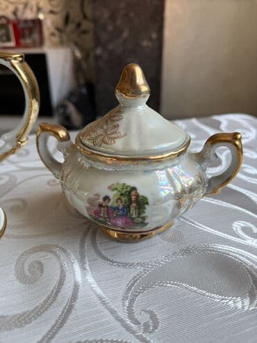 kərə yagi: Çay dəsti, rəng - Qırmızı, Keramika, 5 nəfərlik, Polşa — 5