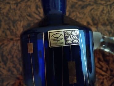 madonna servis: Bohemian Glass – əl işi mavi şüşə dəst - Mənşə: Czechoslovakia — 4