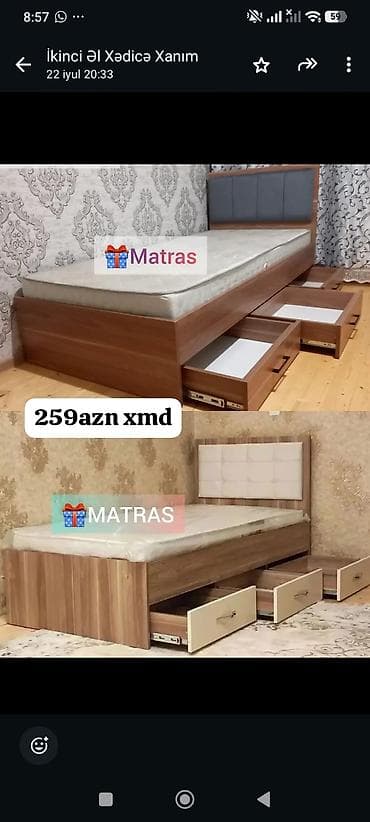 *Tək çarpayı*👑 _*SİFARİŞLƏ VƏ YENİ*_ *Qiymət : 260₼*(1ədədi) Ölçü  — 4