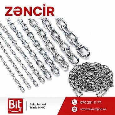 ringlice za tekstil: Zəncir – müxtəlif qalınlıq və həlqə ölçülərində, parlaq galvanik — 1