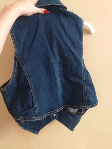 женские джинсовые жилетки: Cins jilet (42 Razmer) - Material: qalın denim (cins) - Rəng: tünd — 3