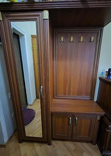 qapi demir qapi seyf qapi: İşlənmiş, 3 qapılı, Güzgülü, Qəhvəyi, Digər material, Açılan, Düz dolab — 2
