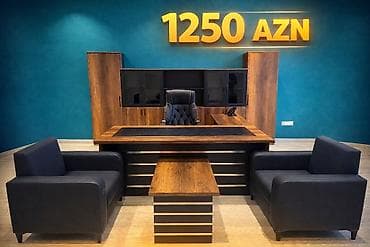 ofis sekilleri: Ofis dəsti – icraçı masa, qonaq masası, rəf-modul və 2 ədəd kreslo - — 1