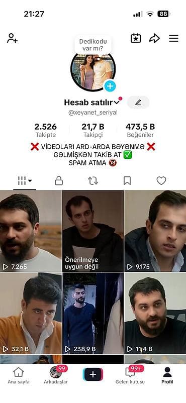 Məhsul: TikTok hesabı (@xeyanet_seriyal) - Mövzu: serial səhnələri və