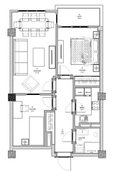 элитные 3 комнатные квартиры: 3 otaqlı mənzil – plan və interyer - Planlaşdırma: 1 qonaq otağı — 1