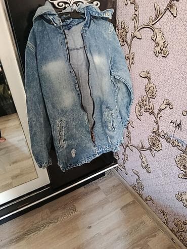 cins kurtkalar qadin: Denim kapüşonlu üst geyim - Ölçü: L (şəkildə qeyd olunub) - Material — 3