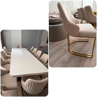 stol ustul: Qonaq otağı üçün, İşlənmiş, Kvadrat masa, 12 stul — 1