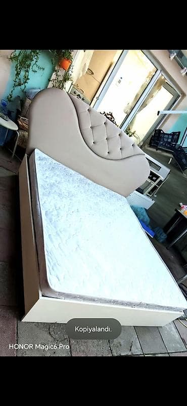 Кровати: Taxt – ölçü 200×160 sm. - Yumşaq başlıq: dalğavari dizayn, kapitone — 1