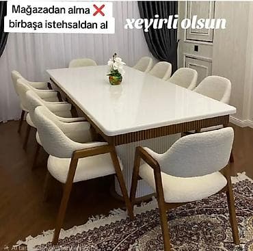 Qonaq otağı üçün, Yeni, Açılmayan, Dördbucaq masa, 8 stul — 1