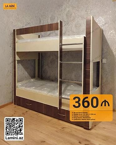 usag maneji: İki mərtəbəli çarpayı - Ölçülər: D 90 x H 180 x U 200 sm - Matras: 2 — 1