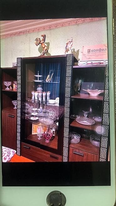 murad mebel: Qonaq otağı üçün vitrin-dolab dəsti - Material: ağac teksturalı — 1